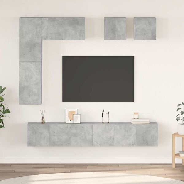 8-tlg. TV-Schrank-Set Betongrau Holzwerkstoff