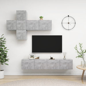 7-tlg. TV-Schrank-Set Betongrau Holzwerkstoff
