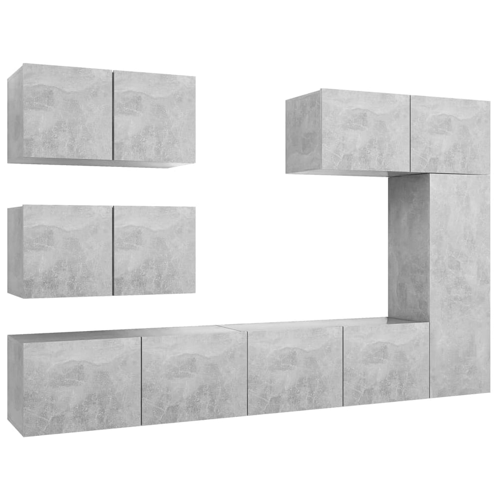 6-tlg. TV-Schrank-Set Betongrau Holzwerkstoff