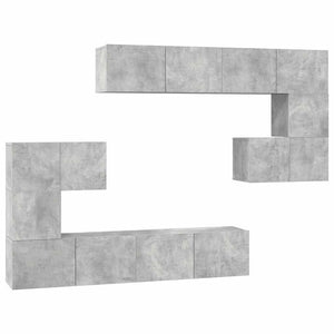 8-tlg. TV-Schrank-Set Betongrau Holzwerkstoff