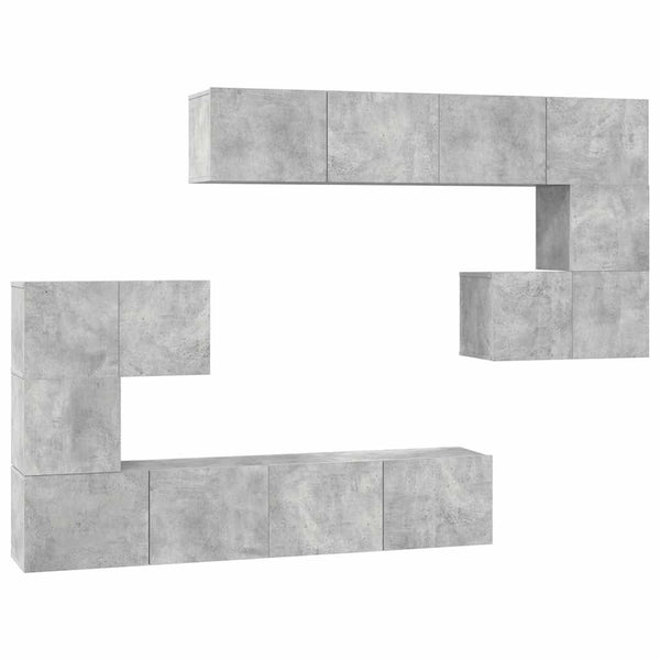 8-tlg. TV-Schrank-Set Betongrau Holzwerkstoff