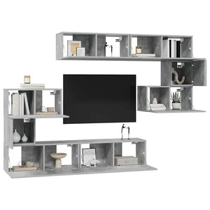 8-tlg. TV-Schrank-Set Betongrau Holzwerkstoff