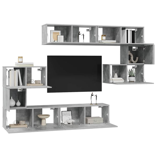 8-tlg. TV-Schrank-Set Betongrau Holzwerkstoff