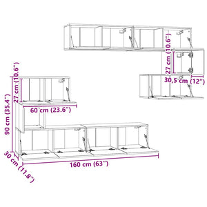 8-tlg. TV-Schrank-Set Betongrau Holzwerkstoff