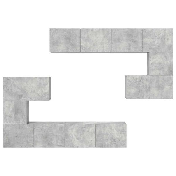 8-tlg. TV-Schrank-Set Betongrau Holzwerkstoff