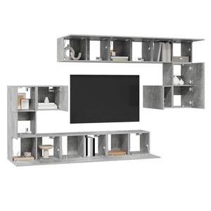 10-tlg. TV-Schrank-Set Betongrau Holzwerkstoff