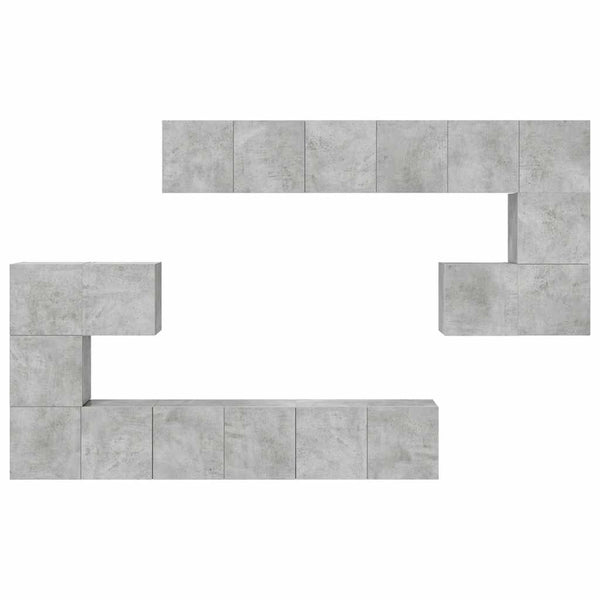 10-tlg. TV-Schrank-Set Betongrau Holzwerkstoff