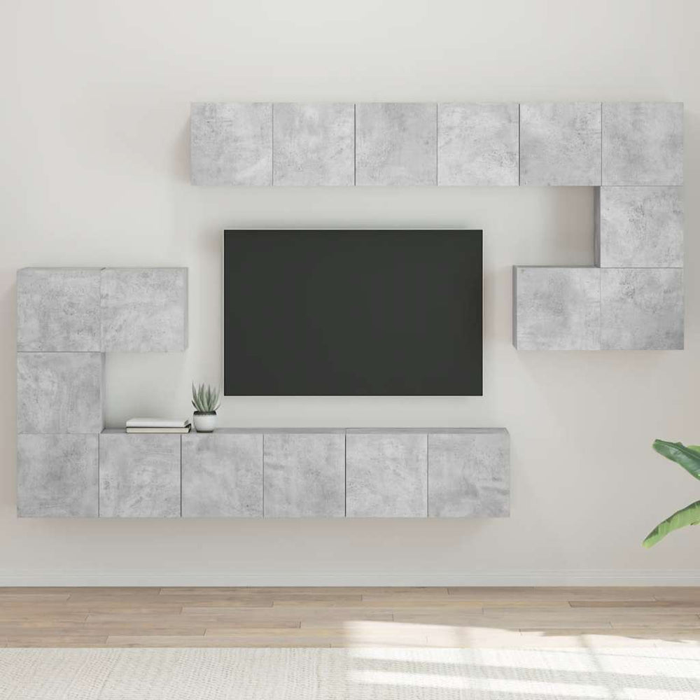 10-tlg. TV-Schrank-Set Betongrau Holzwerkstoff