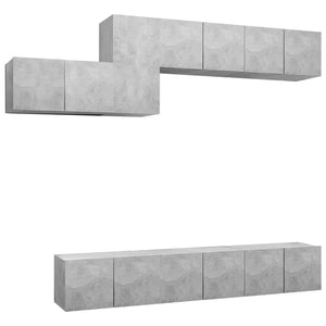 vidaXL Meuble TV 7 pièces gris béton bois d'ingénierie