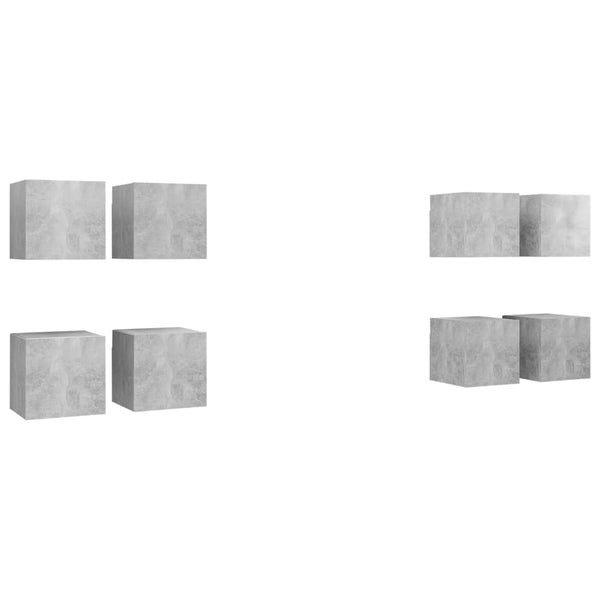 TV-Wandschränke 8 Stk. Betongrau 30,5x30x30 cm