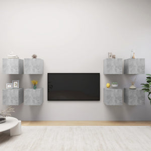 TV-Wandschränke 8 Stk. Betongrau 30,5x30x30 cm