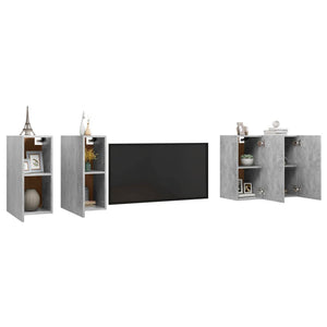 TV-Schränke 4 Stk. Betongrau 30,5x30x60 cm Holzwerkstoff