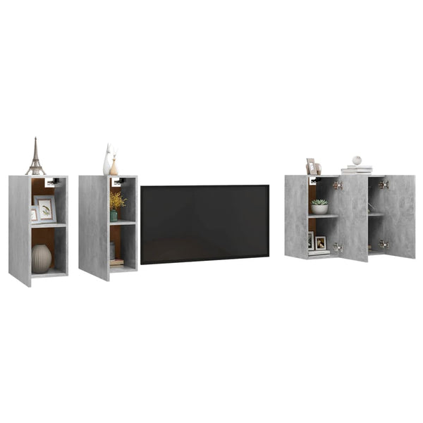 TV-Schränke 4 Stk. Betongrau 30,5x30x60 cm Holzwerkstoff