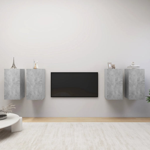 TV-Schränke 4 Stk. Betongrau 30,5x30x60 cm Holzwerkstoff
