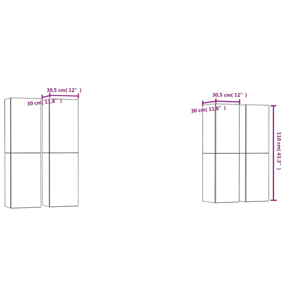 vidaXL Meubles TV 4 pcs Gris béton 30,5x30x110 cm Bois d'ingénierie