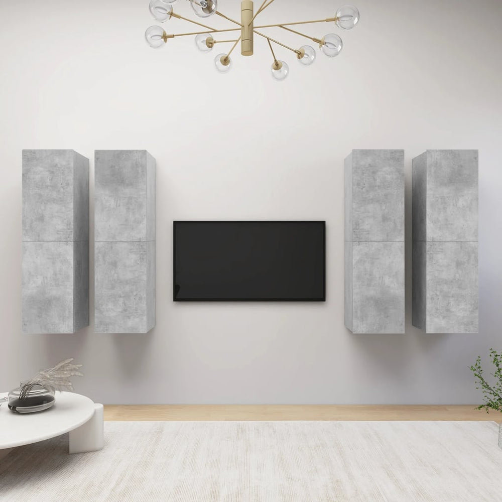 TV-Schränke 4 Stk. Betongrau 30,5x30x110 cm Holzwerkstoff
