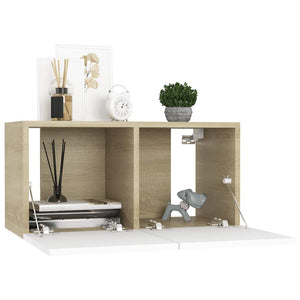 3-tlg. TV-Schrank-Set Weiß Sonoma-Eiche Holzwerkstoff