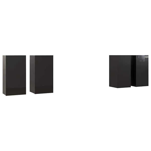 vidaXL Meubles TV 4 pcs Noir brillant 30,5x30x60 cm Bois d'ingénierie