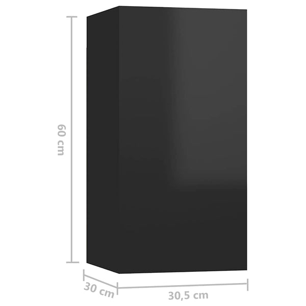 vidaXL Meubles TV 4 pcs Noir brillant 30,5x30x60 cm Bois d'ingénierie