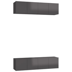 TV-Schränke 4 Stk. Hochglanz-Grau 60x30x30 cm Holzwerkstoff