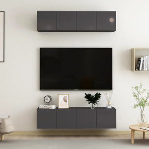 TV-Schränke 4 Stk. Hochglanz-Grau 60x30x30 cm Holzwerkstoff
