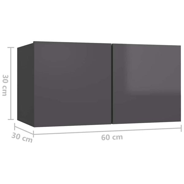 4-tlg. TV-Schrank-Set Hochglanz-Grau Holzwerkstoff