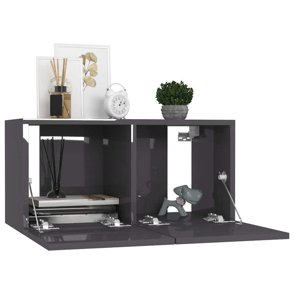 5-tlg. TV-Schrank-Set Hochglanz-Grau Holzwerkstoff