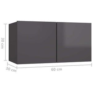 5-tlg. TV-Schrank-Set Hochglanz-Grau Holzwerkstoff
