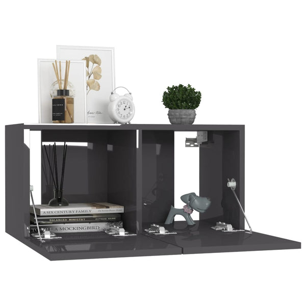 8-tlg. TV-Schrank-Set Hochglanz-Grau Holzwerkstoff