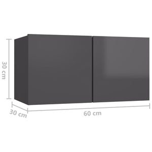 10-tlg. TV-Schrank-Set Hochglanz-Grau Holzwerkstoff