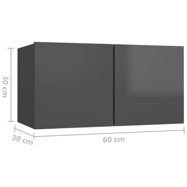 10-tlg. TV-Schrank-Set Hochglanz-Grau Holzwerkstoff
