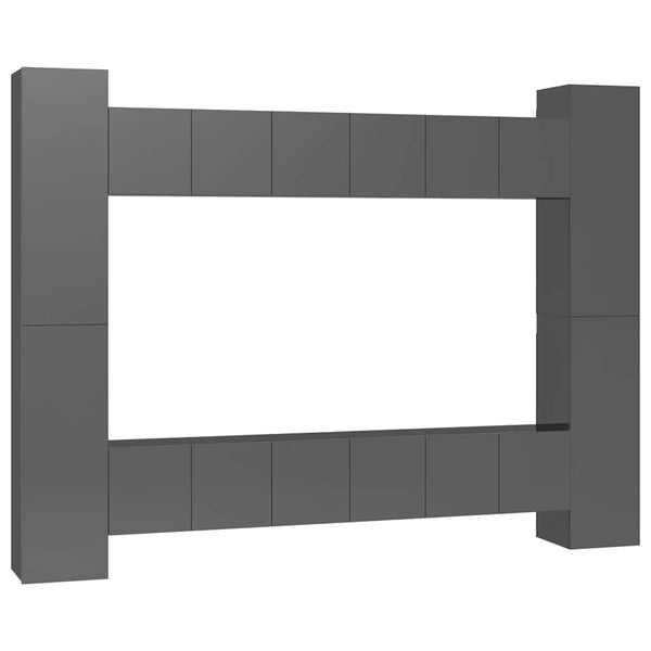 10-tlg. TV-Schrank-Set Hochglanz-Grau Holzwerkstoff