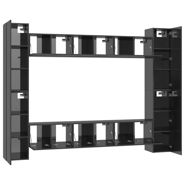 10-tlg. TV-Schrank-Set Hochglanz-Grau Holzwerkstoff