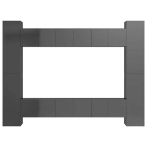 10-tlg. TV-Schrank-Set Hochglanz-Grau Holzwerkstoff