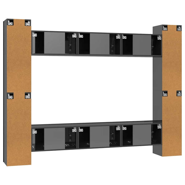 10-tlg. TV-Schrank-Set Hochglanz-Grau Holzwerkstoff