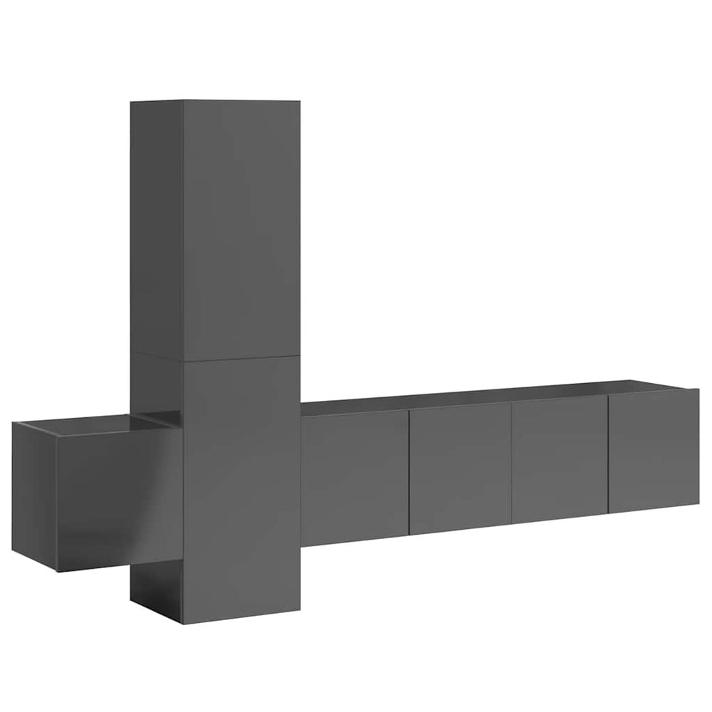 5-tlg. TV-Schrank-Set Hochglanz-Grau Holzwerkstoff