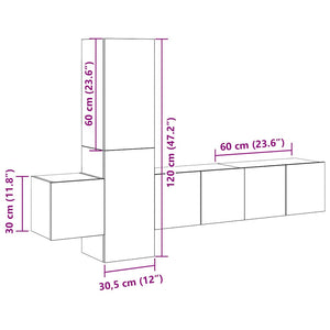 5-tlg. TV-Schrank-Set Hochglanz-Grau Holzwerkstoff