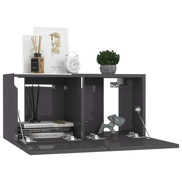 6-tlg. TV-Schrank-Set Hochglanz-Grau Holzwerkstoff