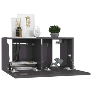 7-tlg. TV-Schrank-Set Hochglanz-Grau Holzwerkstoff