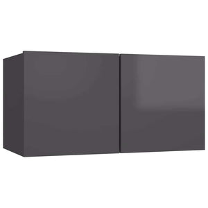 7-tlg. TV-Schrank-Set Hochglanz-Grau Holzwerkstoff