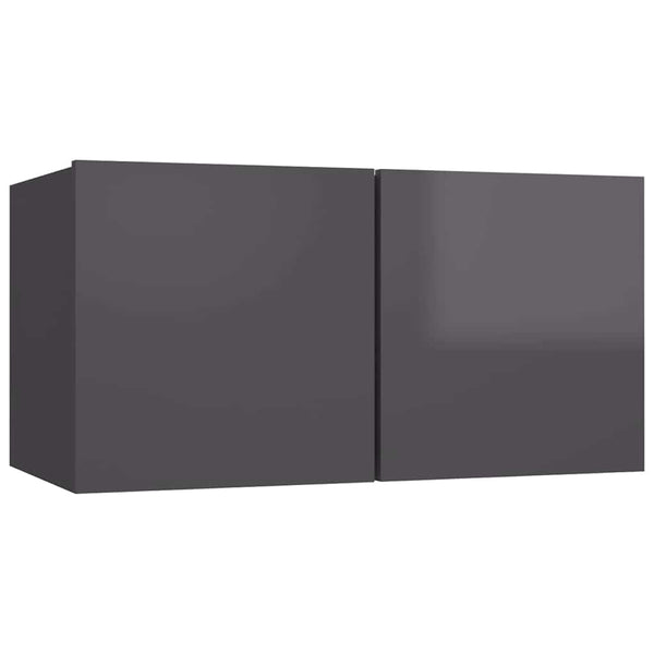 7-tlg. TV-Schrank-Set Hochglanz-Grau Holzwerkstoff