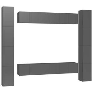 6-tlg. TV-Schrank-Set Hochglanz-Grau Holzwerkstoff