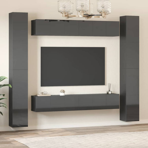 6-tlg. TV-Schrank-Set Hochglanz-Grau Holzwerkstoff