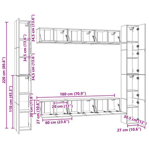 6-tlg. TV-Schrank-Set Hochglanz-Grau Holzwerkstoff