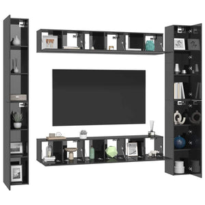 6-tlg. TV-Schrank-Set Hochglanz-Grau Holzwerkstoff