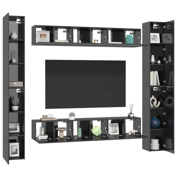 6-tlg. TV-Schrank-Set Hochglanz-Grau Holzwerkstoff