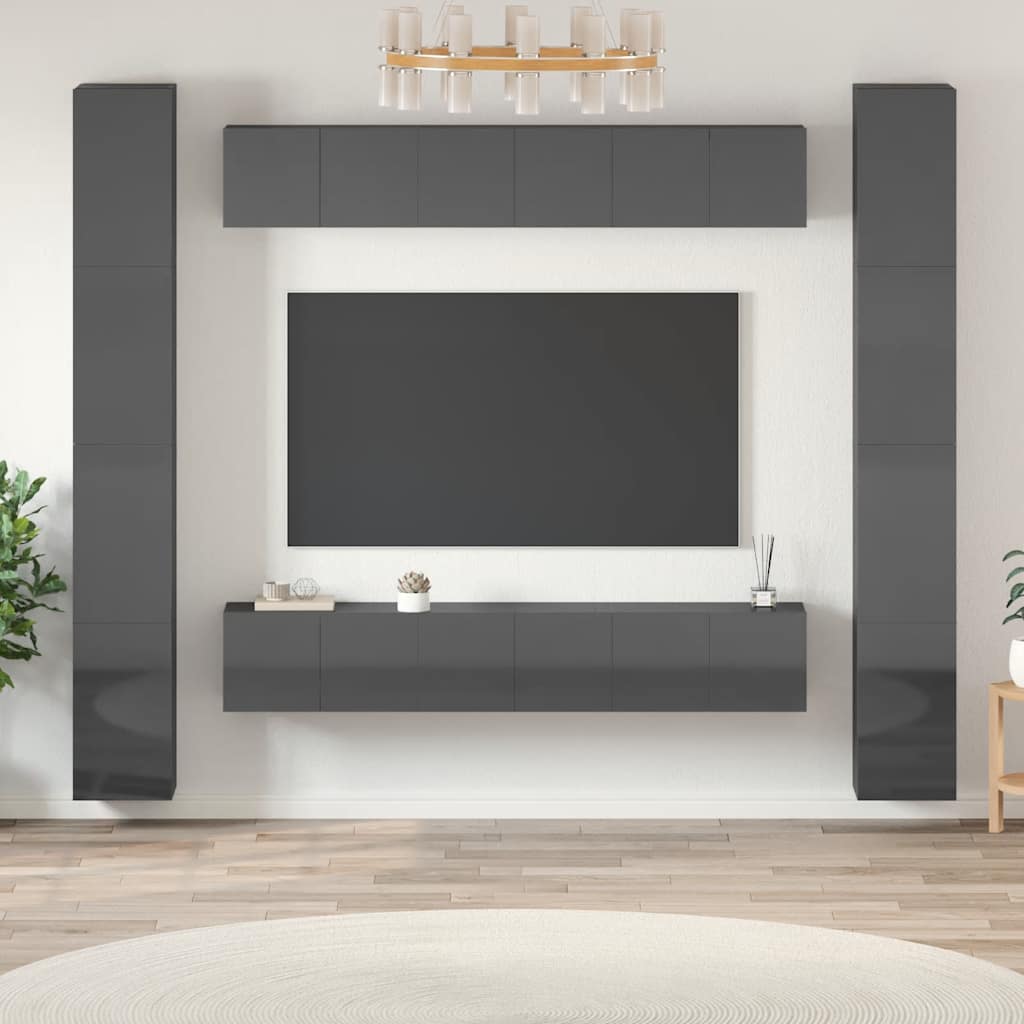 6-tlg. TV-Schrank-Set Hochglanz-Grau Holzwerkstoff