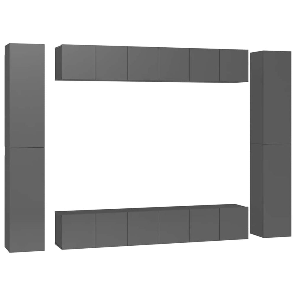 10-tlg. TV-Schrank-Set Hochglanz-Grau Holzwerkstoff