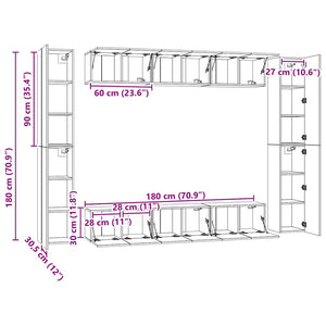 10-tlg. TV-Schrank-Set Hochglanz-Grau Holzwerkstoff
