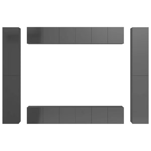 10-tlg. TV-Schrank-Set Hochglanz-Grau Holzwerkstoff